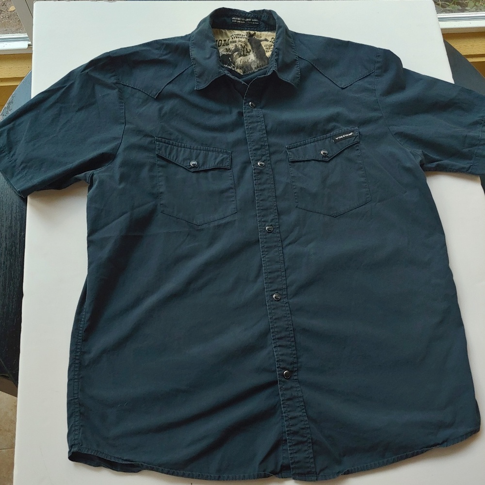 Volcom Pearl Snap Western Shirt Black Medium